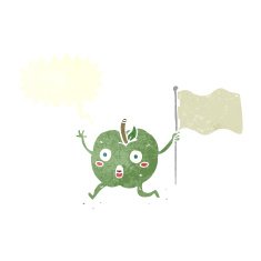 cartoon funny apple with flag speech bubble N9