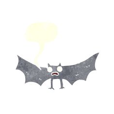 cartoon bat with speech bubble N20