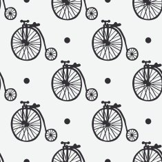 Vector seamless pattern with retro bikes