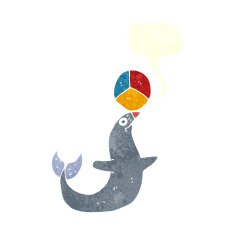 cartoon performing seal with speech bubble N10