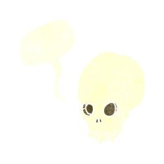 cartoon spooky skull with speech bubble N138
