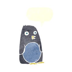 cartoon penguin with speech bubble N14