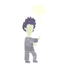 cartoon vampire man with speech bubble N109