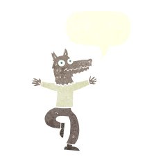 cartoon wolf man with speech bubble N47