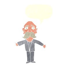 cartoon disapointed old man with speech bubble N2