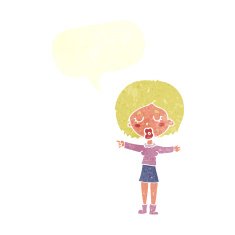 cartoon pointing woman with speech bubble N28