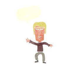 cartoon angry man waving warning with speech bubble N10