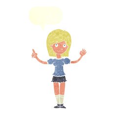 cartoon woman explaining idea with speech bubble N10