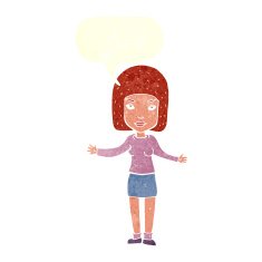 cartoon annoyed woman with speech bubble N167