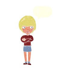 cartoon annoyed woman with speech bubble N168