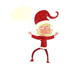 santa's helper cartoon with speech bubble N10