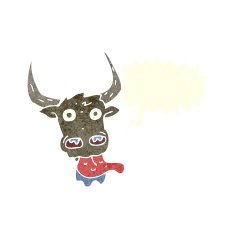 cartoon cow face with speech bubble N8