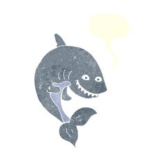 cartoon shark with speech bubble N37