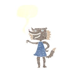 cartoon wolf girl with speech bubble N5