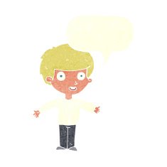 Cartoon happy boy with speech bubble N218