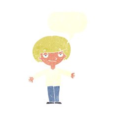 cartoon smug boy with speech bubble N9