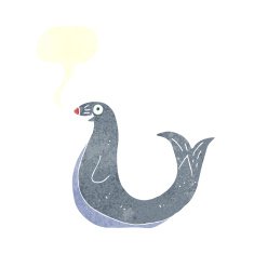 cartoon happy seal with speech bubble N20