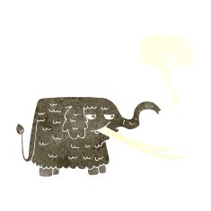 cartoon woolly mammoth with speech bubble N10