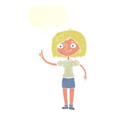 cartoon woman with idea speech bubble N231