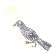 cartoon crow with speech bubble N14