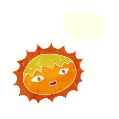 cartoon pretty sun with speech bubble N6