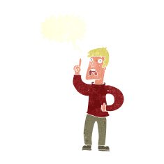 cartoon man with complaint speech bubble N10