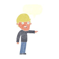 cartoon pointing man with speech bubble N78