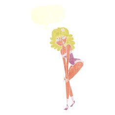 cartoon woman in lingerie with speech bubble N46
