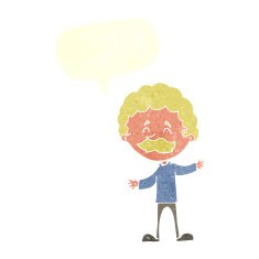 cartoon happy man with mustache speech bubble N10