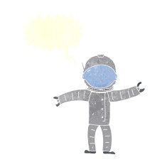 cartoon astronaut with speech bubble N114