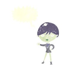 cartoon vampire girl with speech bubble N211