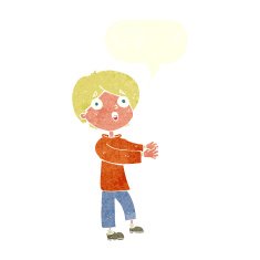 cartoon shocked boy with speech bubble N28