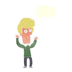 cartoon shocked man with speech bubble N99