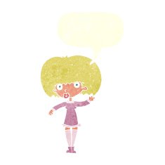cartoon waving girl with speech bubble N10