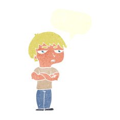 cartoon annoyed boy with speech bubble N38