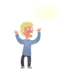 cartoon excited boy with speech bubble N134