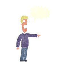 cartoon terrified man with speech bubble N204