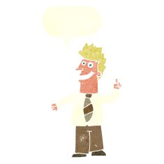 cartoon man with good idea speech bubble N19