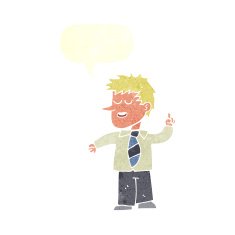 cartoon man with good idea speech bubble N20