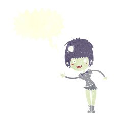 cartoon vampire girl with speech bubble N212