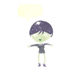 cartoon vampire girl with speech bubble N213