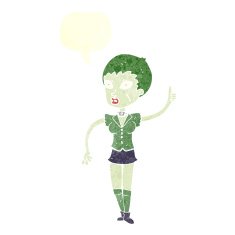 cartoon halloween girl with speech bubble N20