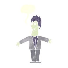 cartoon vampire man with speech bubble N111