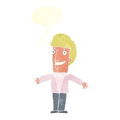 cartoon grining man with open arms speech bubble N10