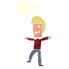 cartoon happy man with speech bubble N428