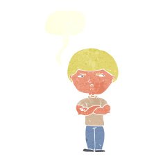 cartoon grumpy man with speech bubble N19
