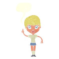 cartoon girl with idea speech bubble N19