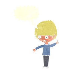 cartoon boy with question speech bubble N19
