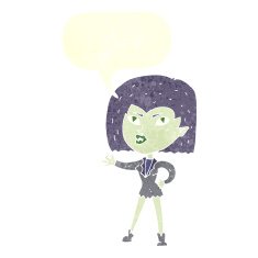 cartoon vampire girl with speech bubble N214
