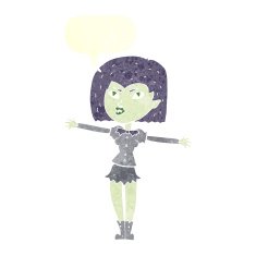 cartoon vampire girl with speech bubble N215